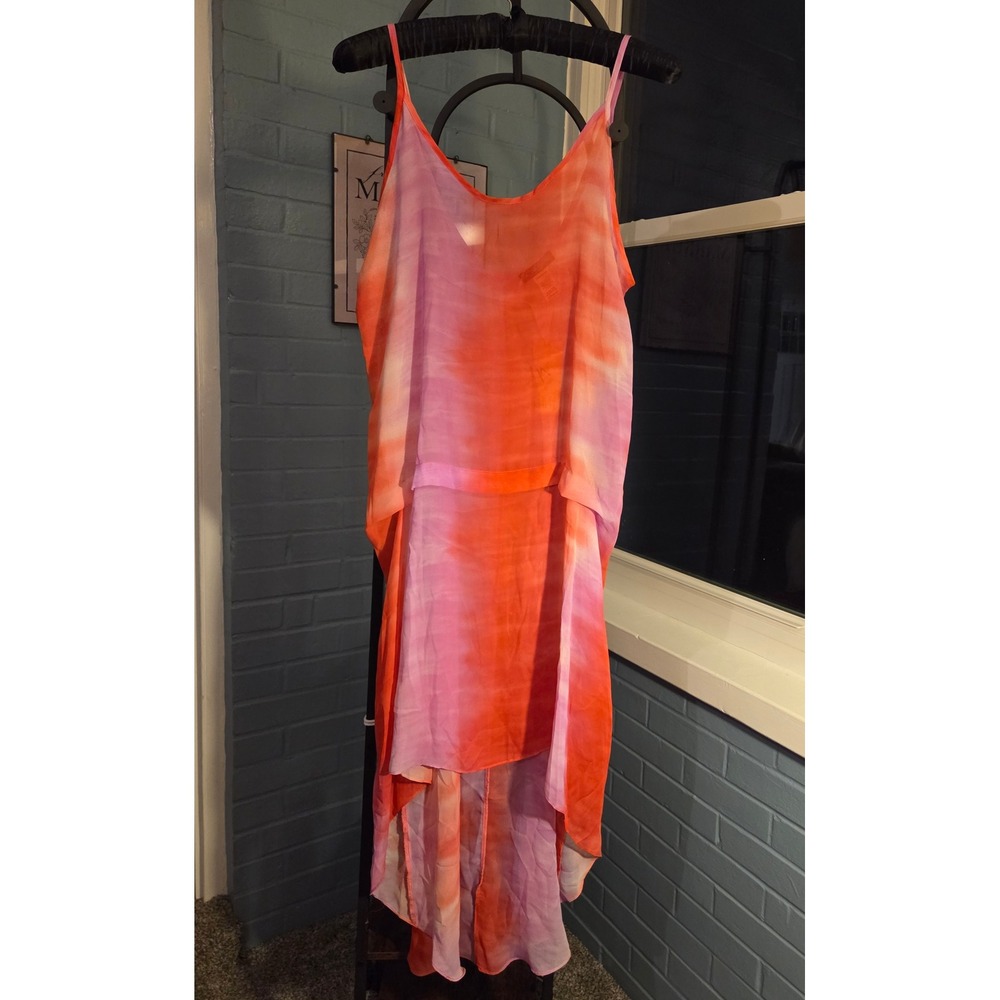 See You Monday Tie Dye Hi-Lo Dress‎ Shear Sleeveless Beach Cover Up Size M NWT
